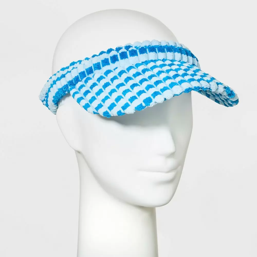 Photo 1 of  Women's Striped Terry Cloth Visor - Wild Fable Blue