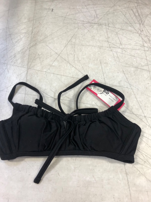 Photo 2 of  Juniors' Tunneled Tie-Front Bralette Bikini Top - Xhilaration Black Size XS