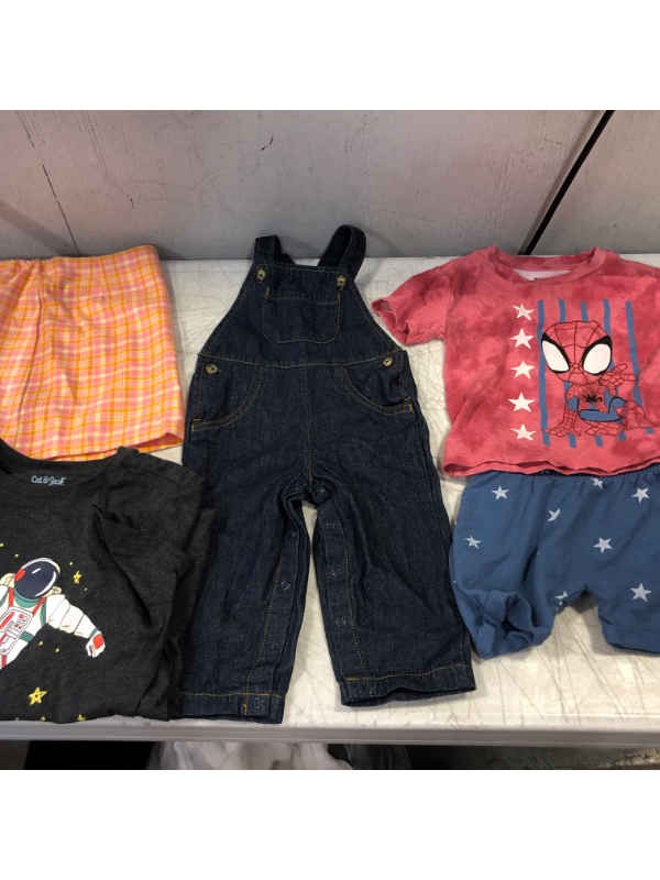 Photo 1 of Bag Lot - Medium Kids Shirt , Small Kids Skirt , Size 12M Overalls , 18M Spider-Man Kids Outfit .