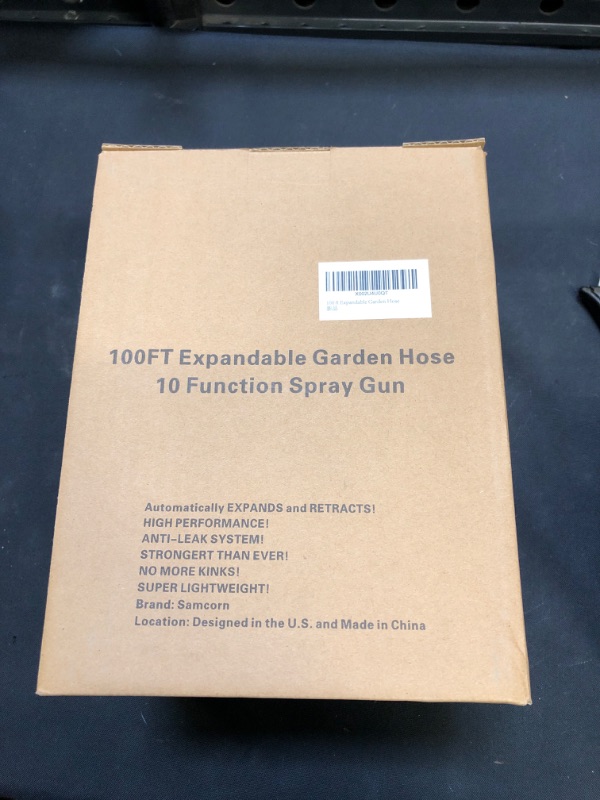 Photo 2 of 100 ft Garden Hose Expandable Water Hose, Flex Water Hose 100ft with 10 Function Zinc Nozzle, Solid Brass Fittings, Extra Strength Fabric 3750D, Lightweight Flexible Yard Hose for Watering
