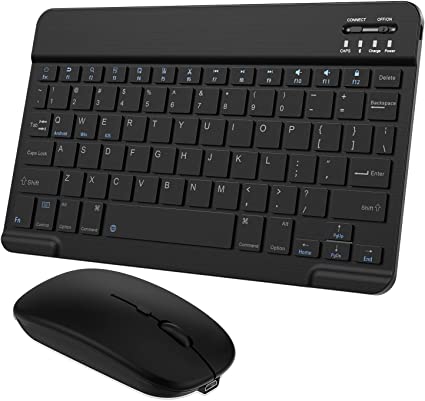 Photo 1 of Small Bluetooth Keyboard and Mouse Combo Portable Rechargeable External Cordless Wireless Keyboard for Android Tablet Cell Phone Samsung Smartphone iPhone iPad Mini Pro Air Windows Surface (Black)