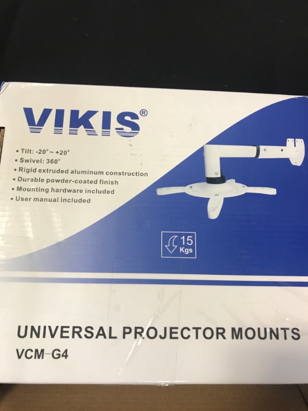 Photo 2 of VIKIS Adjustable Univercial Wall Projector Mount, Projection Bracket for Epson, Optoma, Benq, ViewSonic, Proxima, JVC, Infocus Projectors (VCM-G4 White)