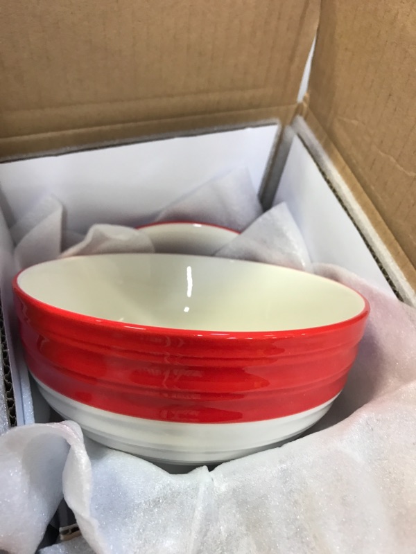 Photo 2 of  LAUCHUH CEREAL BOWL SET, 26 OUNCES FOR SOUP, SALAD AND RAMEN, BOWL SET  6 RED (2ND PHOTO)