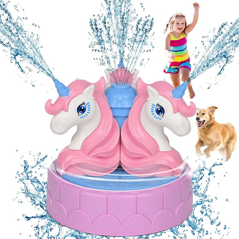 Photo 1 of Anfly Unicorn Sprinkler Water Toys for Outside,Kids Water Sprinkler Splash Play Toy for Yard, 360°Wiggle Spray with 3/4in Garden Hose - Sprays Up to 10ft High and 23ft Wide for Age3-10 Boy and Girl