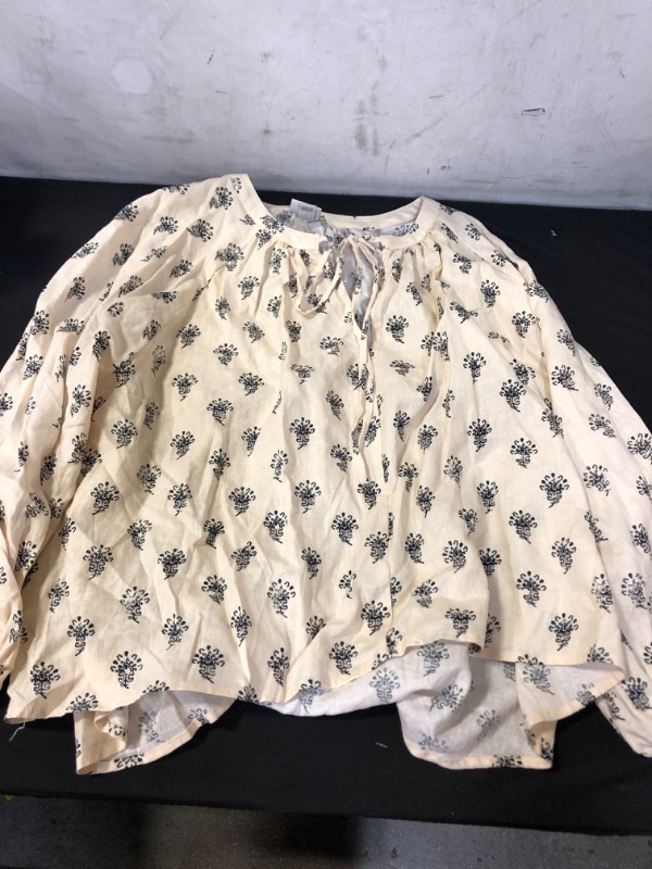 Photo 1 of womens cream with black pattern blouse size small