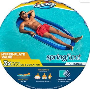 Photo 1 of 
SwimWays Spring Float Original Pool Lounge Chair with Hyper-Flate Valve, Blue

