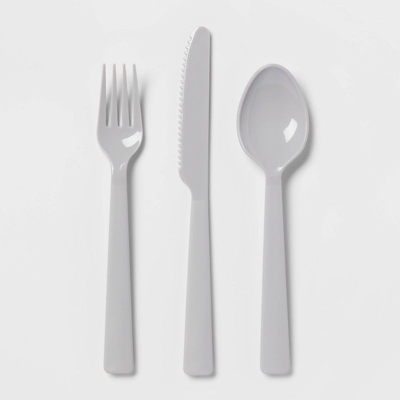 Photo 1 of 6pc Plastic Silverware Set - Room Essentials™ GRAY , 4 COUNT 