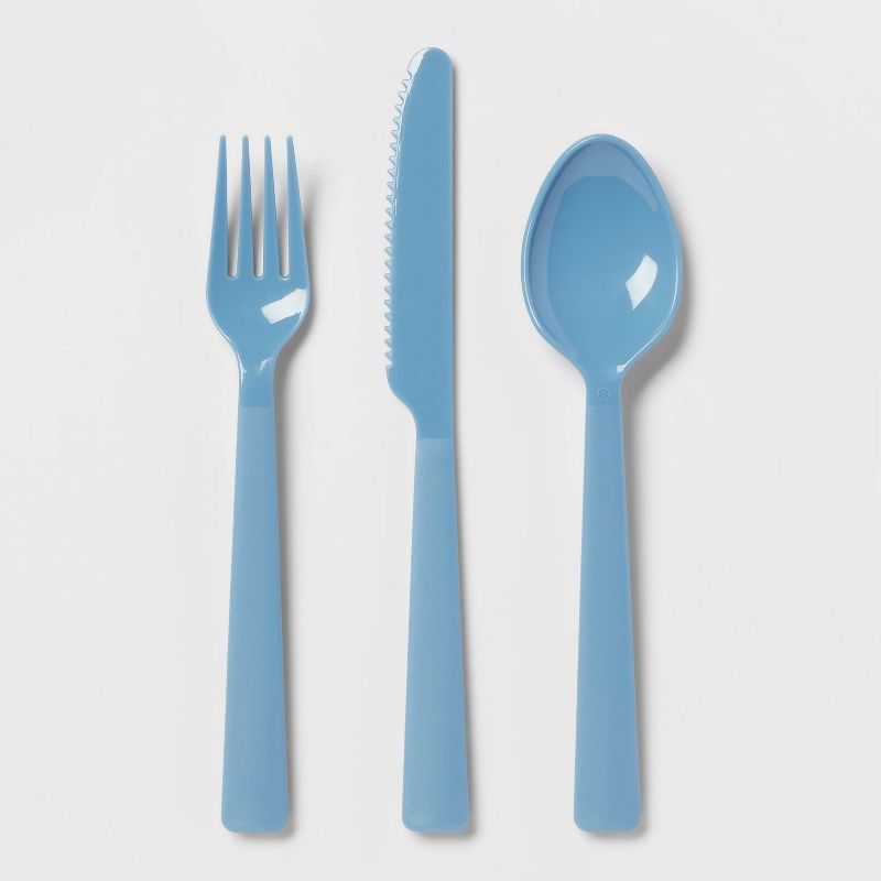 Photo 1 of 6pc Plastic Silverware Set - Room Essentials™ BLUE , 5 COUNT 