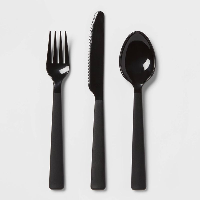 Photo 1 of 6pc Plastic Silverware Set - Room Essentials™ , BLACK 4 COUNT 