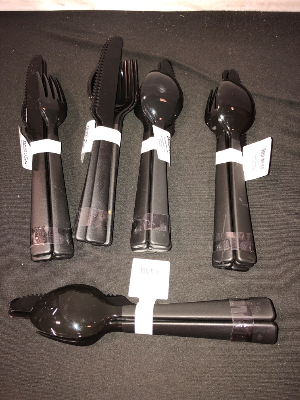 Photo 2 of 6pc Plastic Silverware Set - Room Essentials™ , BLACK 5 COUNT 