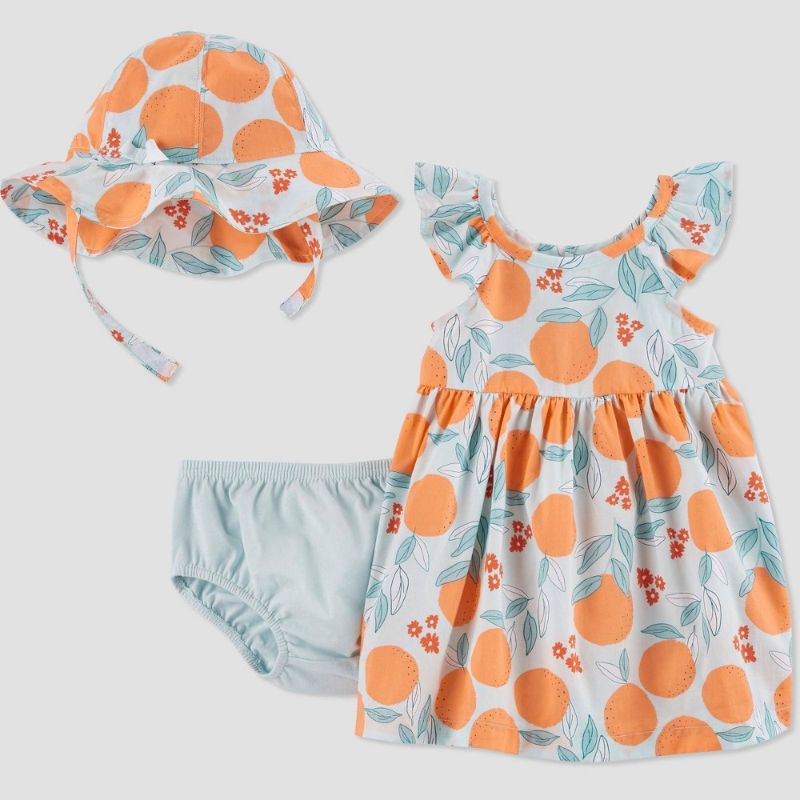 Photo 1 of Baby Girls' Peach Dress with Hat - Just One You® Made by Carter's Blue SIZE NB