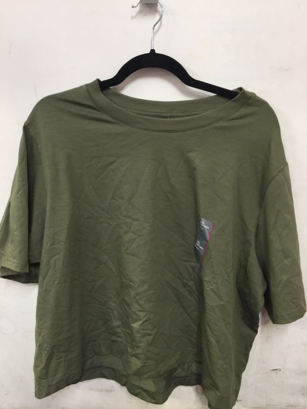 Photo 1 of ALL IN MOTION SHORT SLEEVY BOXY FIT WOMEN'S SHIRT , ARMY GREEN , SIZE XXL 