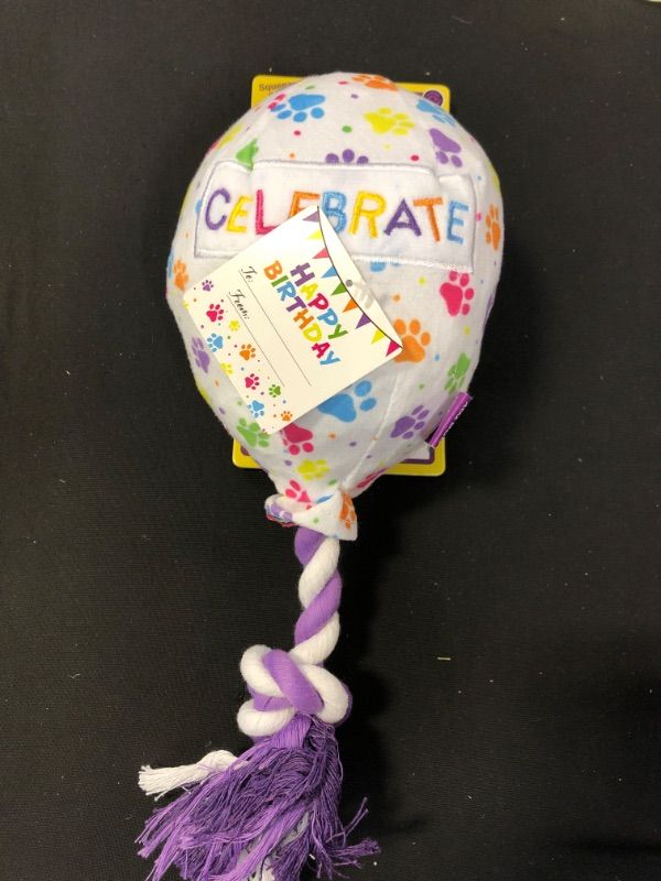 Photo 2 of  Plush Celebration Balloon with Rope Dog Toy - 12
