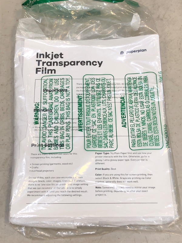 Photo 1 of Transparency Paper For Inkjet Printer (30 Sheets 8.5 x 11) Sheet Film Plastic Screen Transfer Printable Premium Silkscreen Photo // Paper Plan