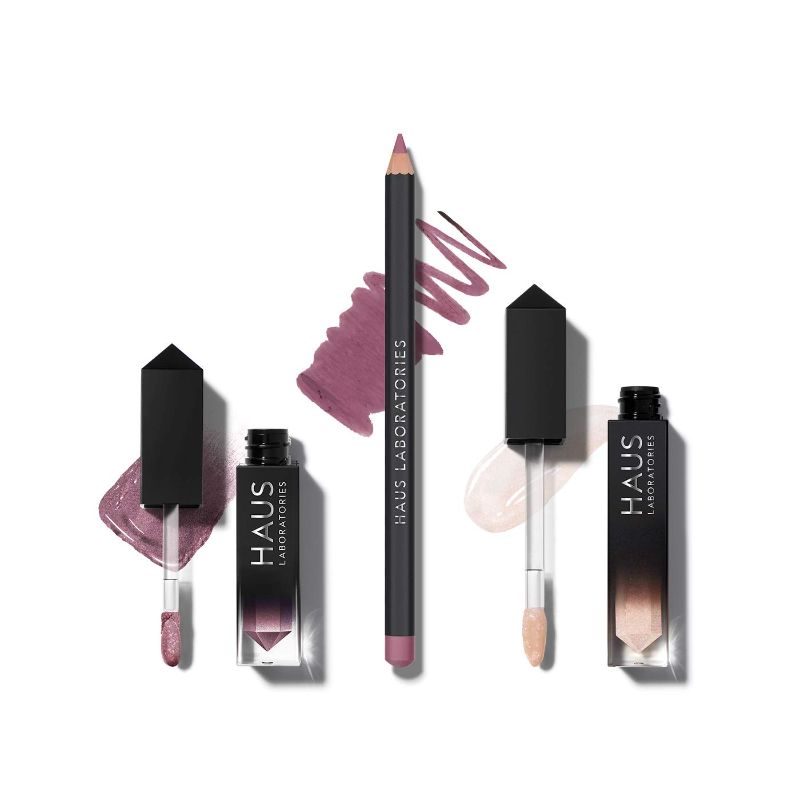 Photo 1 of HAUS LABORATORIES By Lady Gaga: HAUS OF COLLECTIONS | ($64 Value) Makeup Kit with Bag, Liquid Eyeshadow, Lip Liner Pencil, and Lip Gloss Available in 13 Sets, Vegan & Cruelty-Free | 3-Piece Value Set
