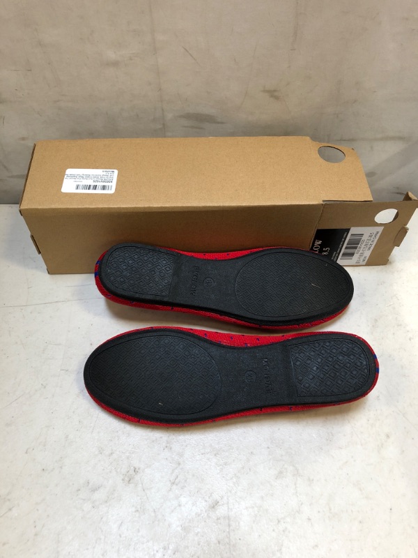 Photo 2 of WOMENS KNIT BALLET FLAT ROUND TOE ( RED/NAVY ) ( SIZE: 8.5 ) 