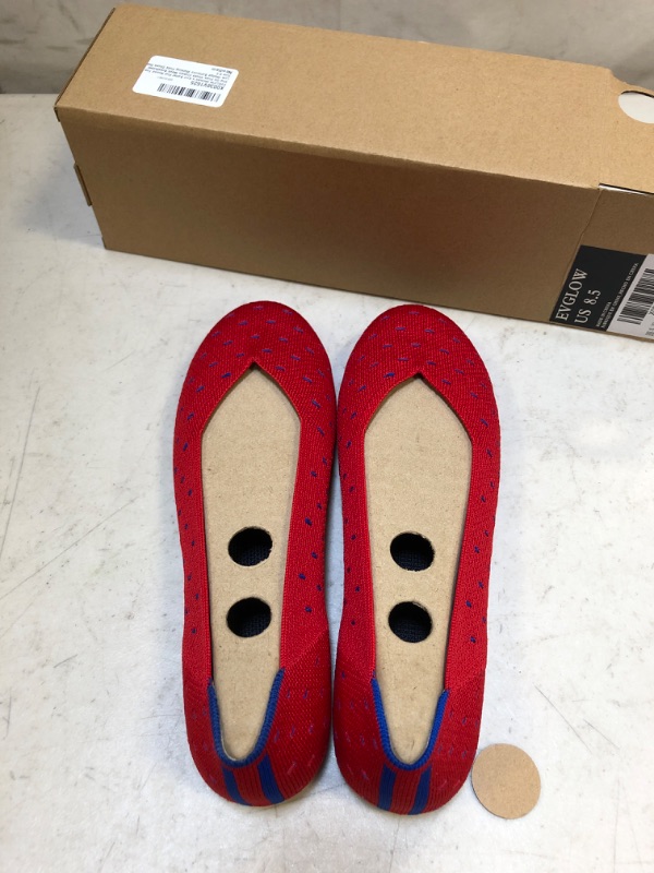 Photo 1 of WOMENS KNIT BALLET FLAT ROUND TOE ( RED/NAVY ) ( SIZE: 8.5 ) 