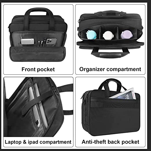 Photo 2 of 17 inch Laptop Bag, MATEIN Large Laptop Briefcase with Detachable Organizers, Water Resistant Shoulder Messenger School Notebook Bag Computer Office Bag for Travel, Business, Work, College - Black
