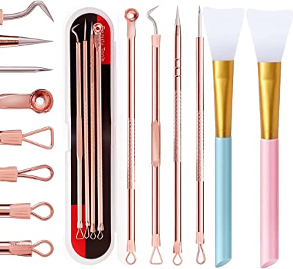 Photo 1 of 25 pcs of Blackhead Remover Comedone Extractor ,with Free 2PCS Silicone Face Mask Brushes,for Facial Mud Mask, Clay, Body Lotion and Body Butter.
