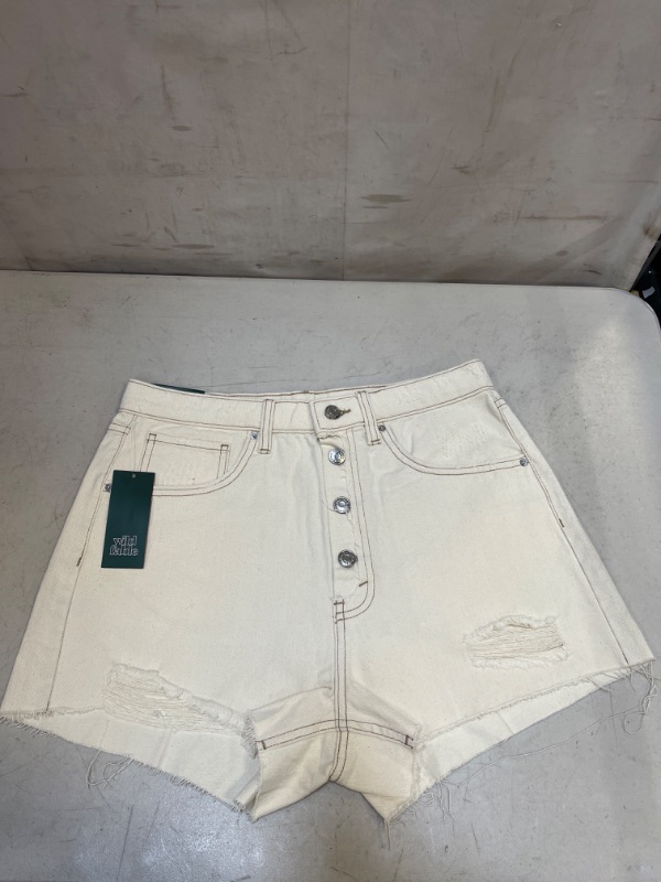 Photo 2 of 2PCS - Women's Super-High Rise Cut-Off Jean Shorts - Wild Fable Off-White - SIZE : 8 & 2
