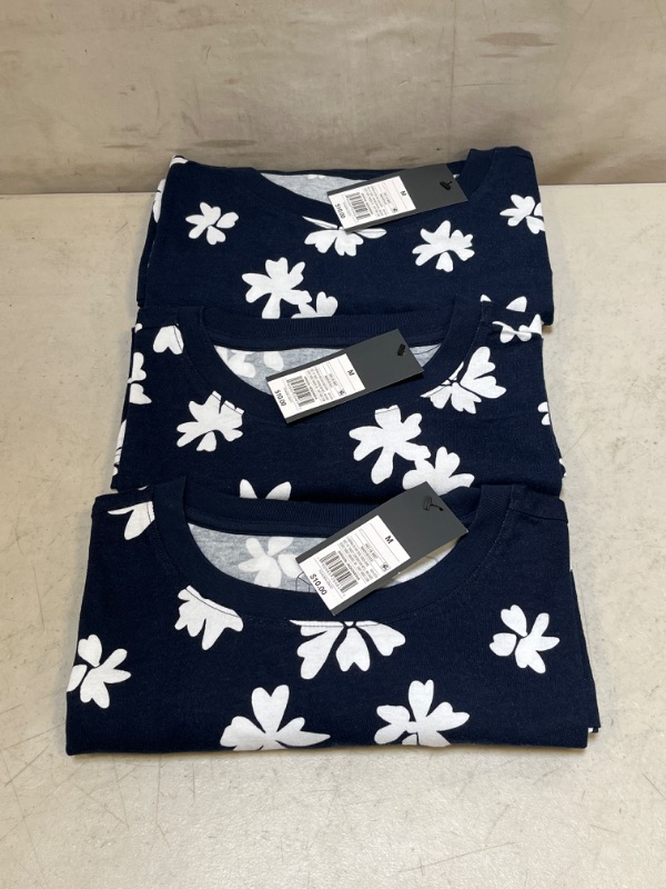 Photo 2 of 3PCS - Men's Floral Print Short Sleeve T-Shirt - Original Use Navy Blue - SIZE: M
