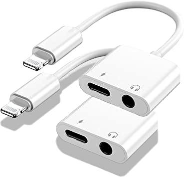 Photo 1 of Apple MFi Certified 2 Pack Lightning to 3.5mm Headphones Jack Aprolink Adapter for iPhone Dongle 2 in 1 Charger and Aux Audio Splitter Adapter Compatible with iPhone 12 11 XS XR 8 7
