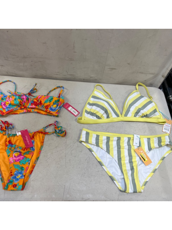 Photo 1 of  Women's Triangle Bikini Top - Kona Sol™, YELLOW, SIZE : XL, Women's Medium Coverage Hipster Bikini Bottom - Kona Sol™ Yellow, SIZE : L -- Juniors' Tunneled Tie-front Bralette Bikini Top, SIZE : M , JUNIORS SIDE TIE BIKINI BOTTOM , SIZE : M