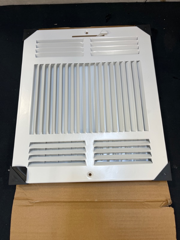 Photo 2 of 12" X 10" 3-Way AIR Supply Grille - Vent Cover and Diffuser - Flat Stamped Face - White [Outer Dimensions: 13.75"w X 11.75"h]
