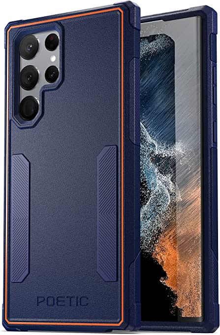 Photo 1 of Poetic Neon Series Case Designed for Samsung Galaxy S22 Ultra 5G 6.8 inch, Dual Layer Heavy Duty Tough Rugged Lightweight Slim Shockproof Protective Case 2022 Cover for Galaxy S22 Ultra 5G, Navy Blue
