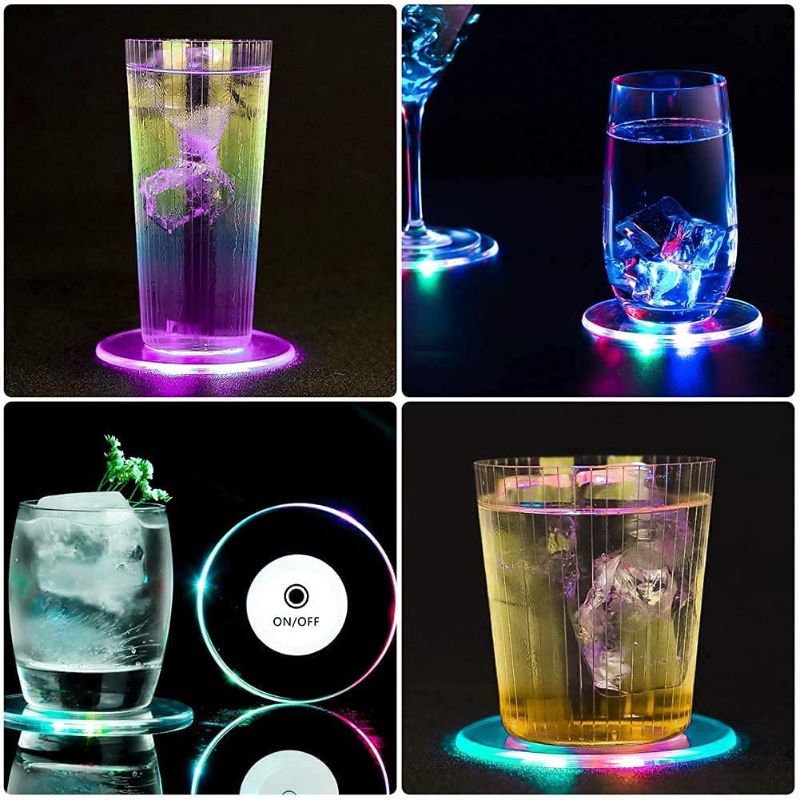 Photo 1 of WTTYTIN LED Cocktail Coaster, Light Up Bar Beer and Beverage Coasters, Acrylic Multi-Color Infinity Tunnel LED Drink Coaster Ultra-Thin 3.92 in. Drink Coaster for Club,Wedding, Bar, Party Decoration
