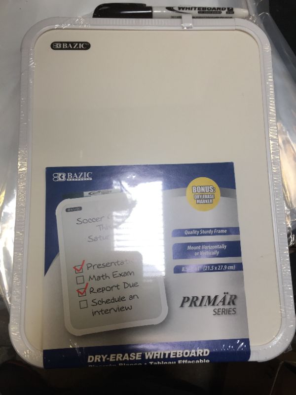 Photo 2 of 2 Pk, BAZIC Dry-Erase Whiteboard Including a Dry Erase Marker - 8.5 X 11 Inch
