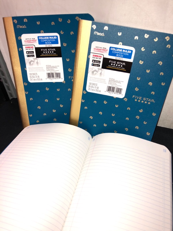 Photo 2 of Five Star Composition Notebook College Ruled Blue / GOLD  Rainbows 3 COUNT 