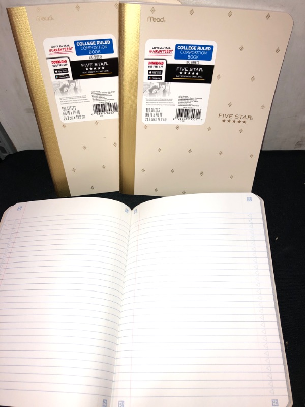 Photo 2 of Five Star Composition Notebook College Ruled Cream / GOLD Diamond 3 COUNT 