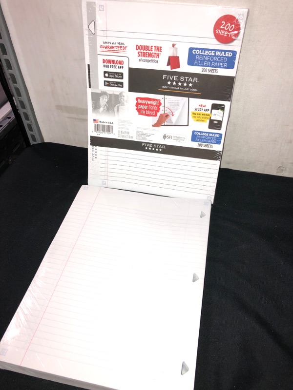 Photo 2 of Five Star 200ct College Ruled Filler Paper , SCHOOL TEACHER SUPPLIES 2 COUNT 