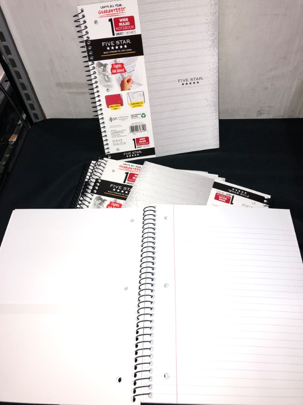 Photo 2 of Five Star 1 Subject Wide Ruled Spiral Notebook 6 COUNT 