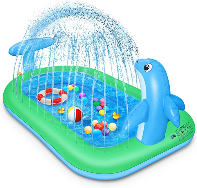 Photo 1 of BalleBEeautiful Kiddie Pools for Kids, Dog Pool, Upgraded Splash Pad Sprinkler Kids Sprinkle & Play Mat, 3 in 1 Inflatable Pool Water Park Toddlers, Summer Outdoor Toys Boys Girls, 2022 -New Blue
