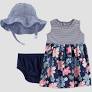 Photo 1 of Carter's Just One You® Baby Girls' Floral Dress with Hat - Navy 3M