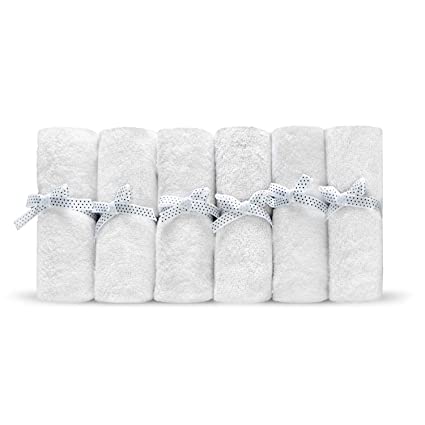 Photo 1 of Brooklyn Bamboo Fabric Washcloths for Toddlers-Baby Cotton-Quick Drying Towels-Eco Friendly Products for New Born Newborn Necessities-Quick Dry and Absorbent-Unisex-Washcloth Pack of 6 White Color
