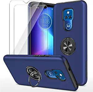 Photo 1 of KSWOUS Compatible with Motorola Moto G Play 2021 Case with Screen Protector [2 Pack], Tough Armour Shockproof Case 360° Rotating Ring with Magnet for Car Anti-Scratch Protective Cover (Blue)
