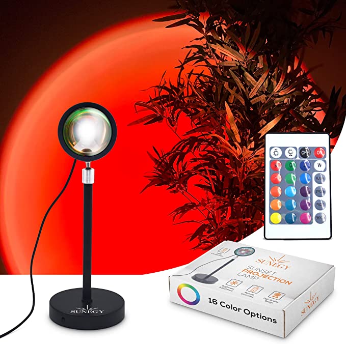 Photo 1 of SUNEGY Sunset Lamp Projector - 16 Colors, Remote Controlled, Brightness Adjustable, 4 Light Modes, Night Lamp, 180 Degree Rotation
