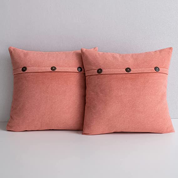 Photo 1 of Anickal Large Blush Pillow Covers 24x24 Inch with Triple Buttons Set of 2 Soft and Thick Farmhouse Decorative Throw Pillow Covers Cushion Case for Home Sofa Couch Decoration
