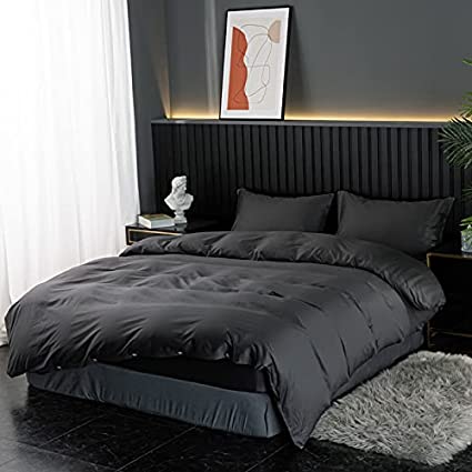 Photo 1 of 600 Thread Cotton Rich Sheet Set, Hypoallergenic Anti-wrinkie deep Pocket SheetsSet , 4 Piece Queen Sheet Set 100%Cotton Comforter Set,?Fits Mattress 18-24inch (Dark Gray, Queen (90×90 inches))
