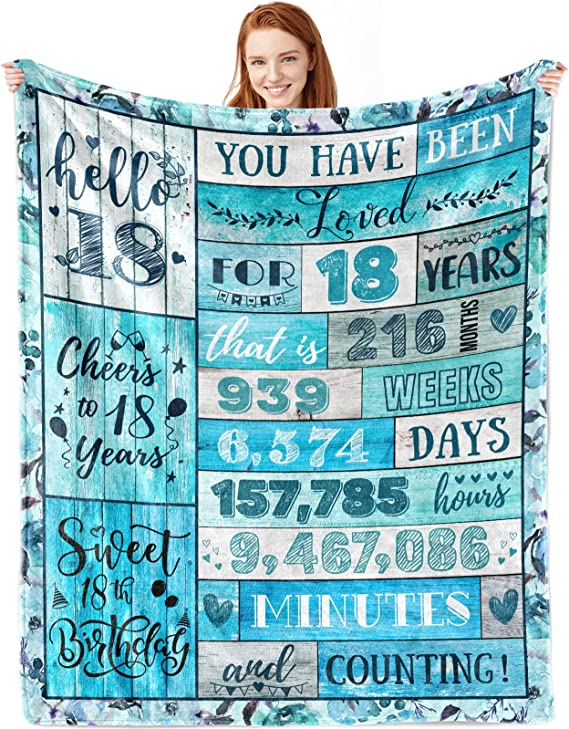 Photo 1 of 18th Birthday Gifts for Girls Blanket 18th Birthday Decorations 18 Years Old Girl Birthday Gifts Ideas Special 18th Birthday Decor for Sister Bestie Daughter
