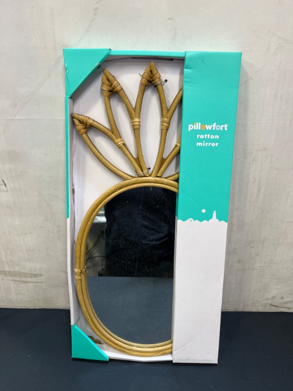 Photo 2 of 19"x9" Pineapple Rattan Mirror - Pillowfort™
