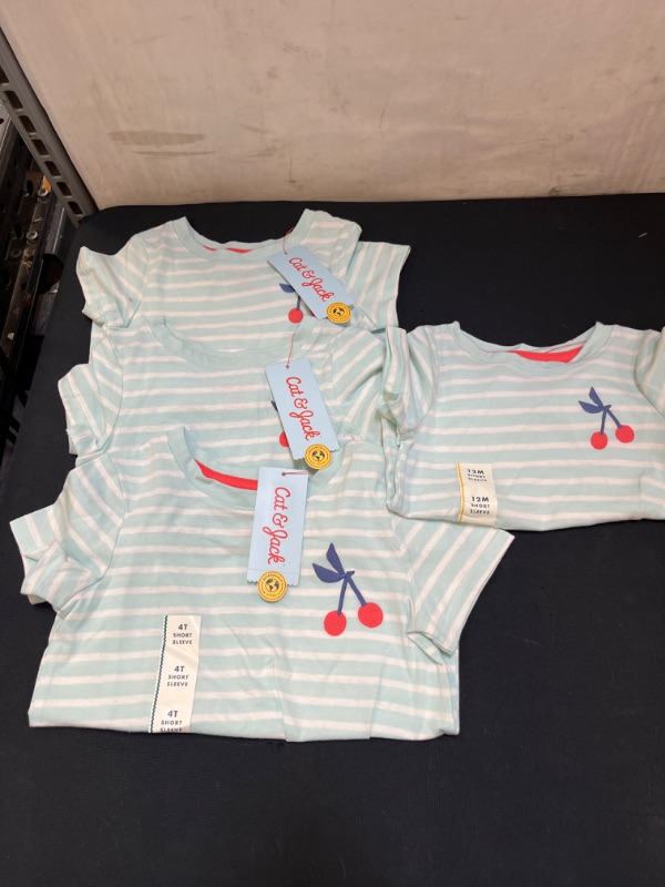 Photo 1 of 4PCS KIDS STRIPE CHERRY SHIRT (GIRLS) 12M/18M/4T