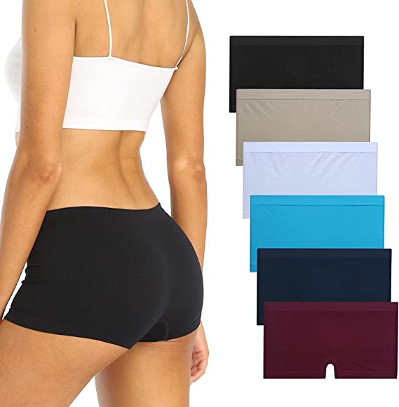 Photo 1 of Begrily Seamless Boyshort Panties for Women Pack 6, No Show Boy Shorts Underwear Stretch Boxer Briefs SIZE LARGE
