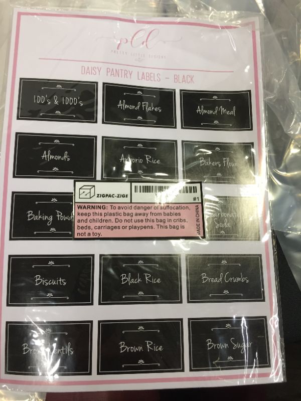 Photo 1 of 159 PANTRY LABELS STICKERS FOR FOOD CONTAINERS, WHITE TEXT ON BLACK STORAGE BINS KITCHEN LABELS, WATERPROOF STICKERS (DAISY PANTRY LABELS-BLACK)