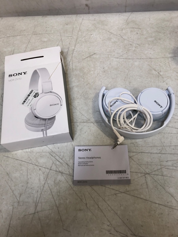 Photo 2 of Sony MDR-ZX110 On-Ear Headphones (White)