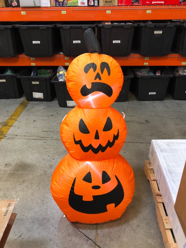 Photo 3 of 3.5' LED Stacked Pumpkins Inflatable Halloween Decoration - Hyde & EEK! Boutique™
