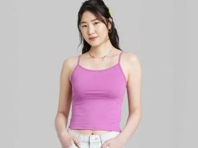 Photo 1 of 4 pcs small size Women's Cropped Cami Tank Top - Wild Fable Violet  
